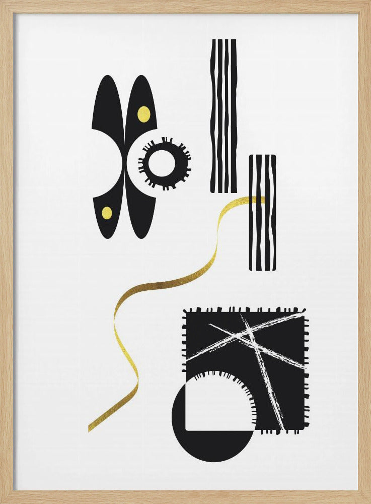 Black & White Abstract No. 3 | gold Poster